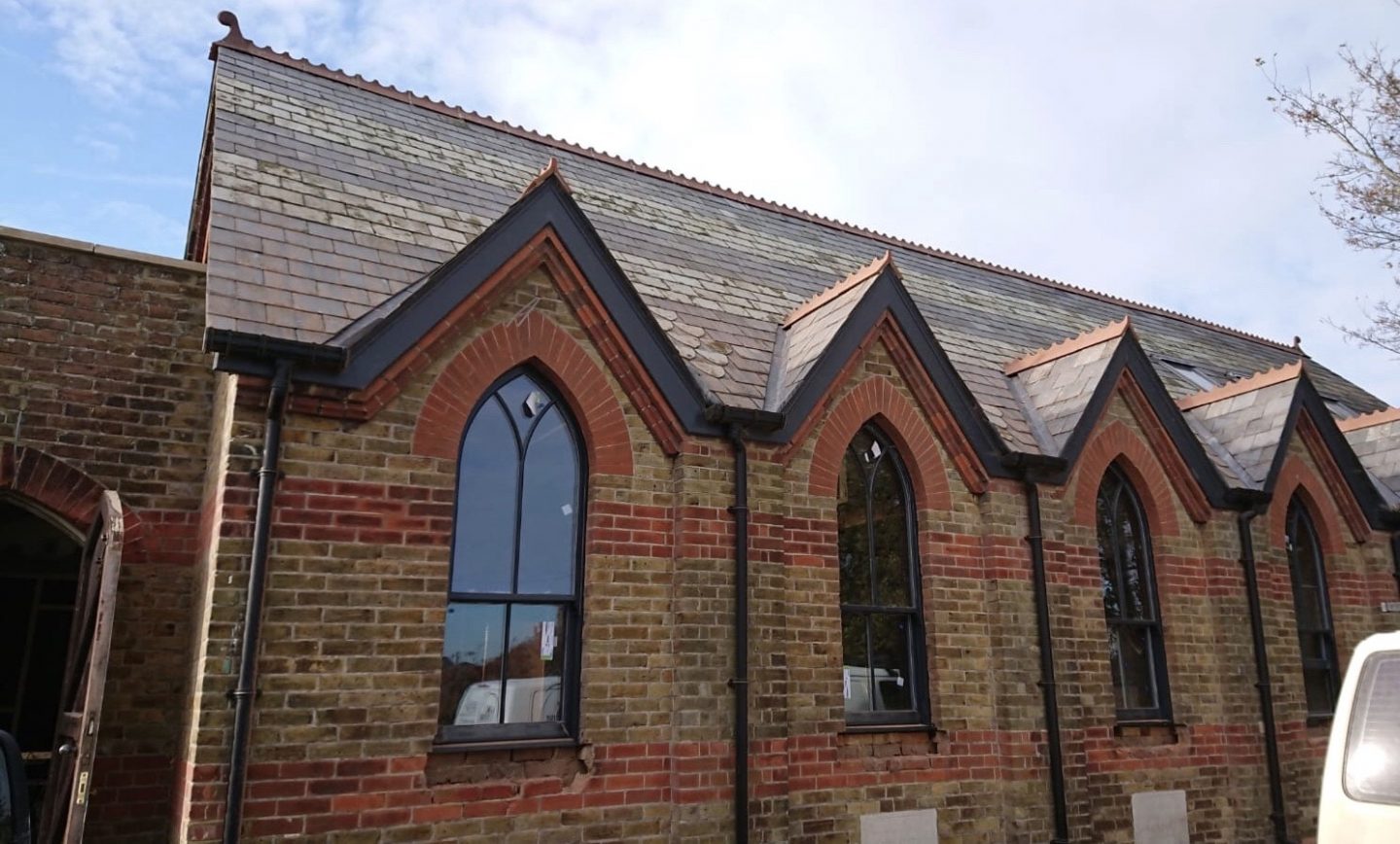 gothic style arched sash windows